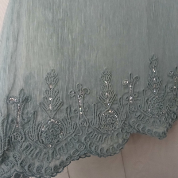 Soft Surroundings Light Blue Embroidered Embellished Silk Blouse Size S - Picture 3 of 6